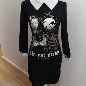 Killstar Black Dress with White Collar